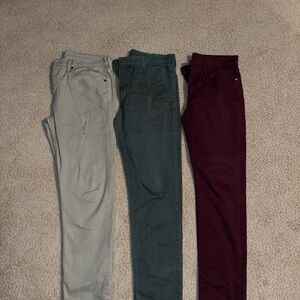 Stylish Men's Chino Pants - Beige, Green, Burgundy